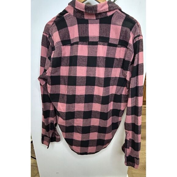 Holister Salmon Color Flannel‎ Large Spellout On Back Men's Size Large Button - Picture 2 of 9